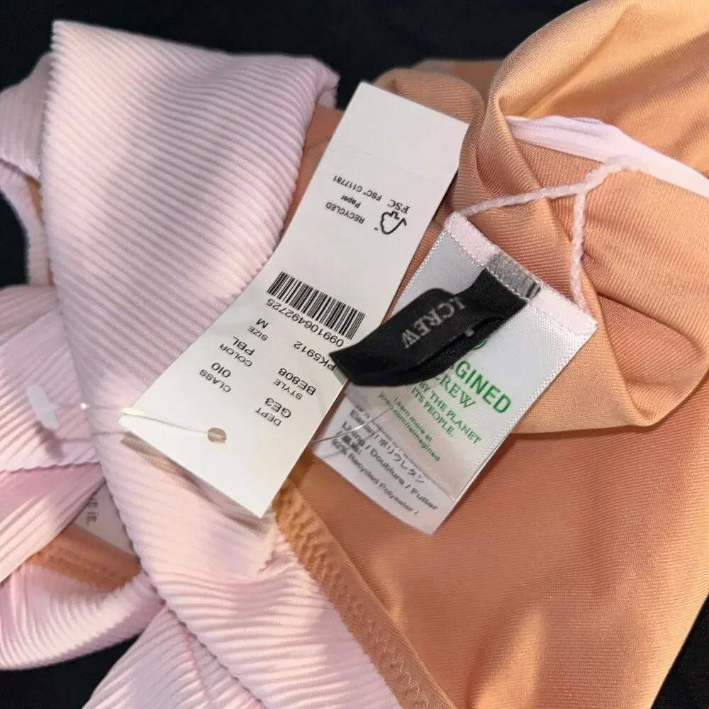 New J. Crew Pink Ribbed High Rise Cheeky Bikini Swim Bathing Suit Bottom Medium